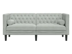 Online vidaxl Sofá chesterfield com rolos 2 lugares veludo -claro Cinzento