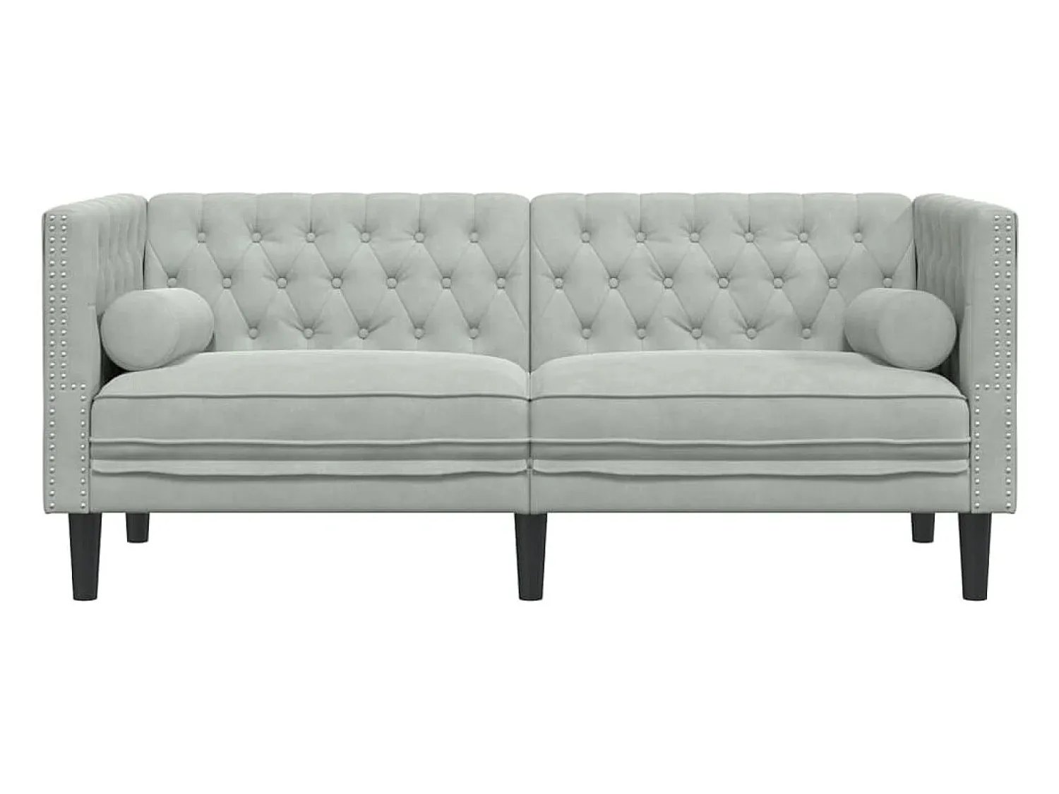 Online vidaxl Sofá chesterfield com rolos 2 lugares veludo -claro Cinzento