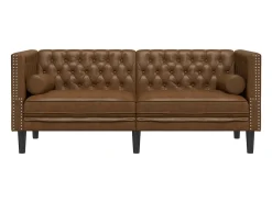vidaxl Sofá chesterfield com rolos 2 lugares camurça artif.^ Sofá
