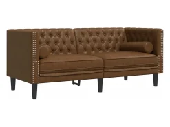 vidaxl Sofá chesterfield com rolos 2 lugares camurça artif.^ Sofá
