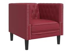 Poltrona|vidaxl Sofá chesterfield couro artificial tinto Vermelho