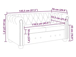 vidaxl Sofá Chesterfield de 2 lugares em couro artificial^ Sofá