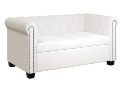 vidaxl Sofá Chesterfield de 2 lugares em couro artificial^ Sofá