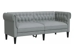Sofá* Sofá chesterfield de 2 lugares tecido -claro PT870489 Cinzento