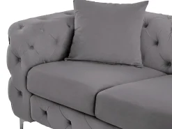 Sofá*Vente-unique Sofá Chesterfield de 3 lugares em veludo antracite e base em metal EDWINA Cinza antracite