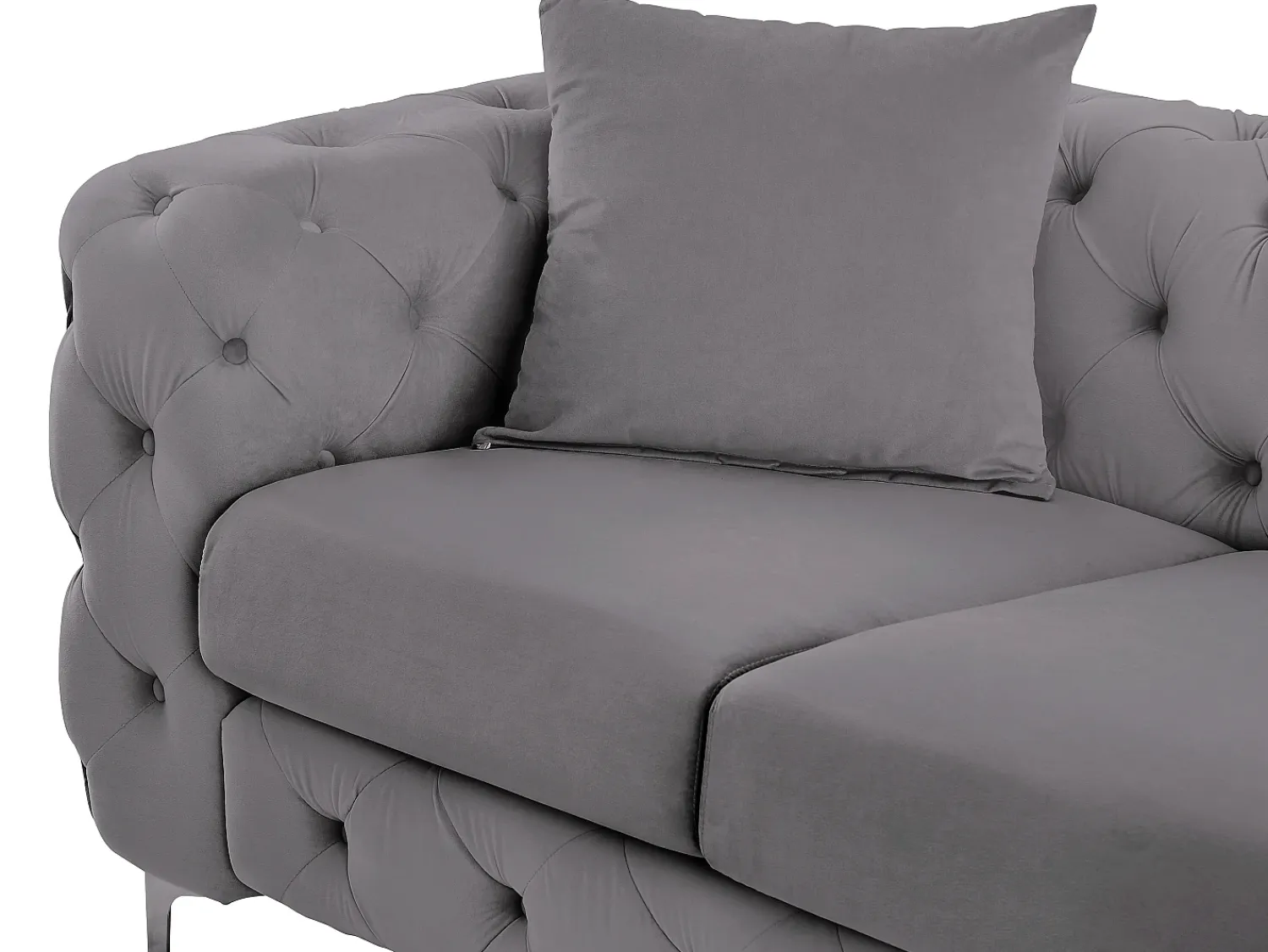 Sofá*Vente-unique Sofá Chesterfield de 3 lugares em veludo antracite e base em metal EDWINA Cinza antracite