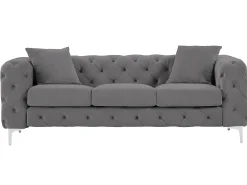 Sofá*Vente-unique Sofá Chesterfield de 3 lugares em veludo antracite e base em metal EDWINA Cinza antracite