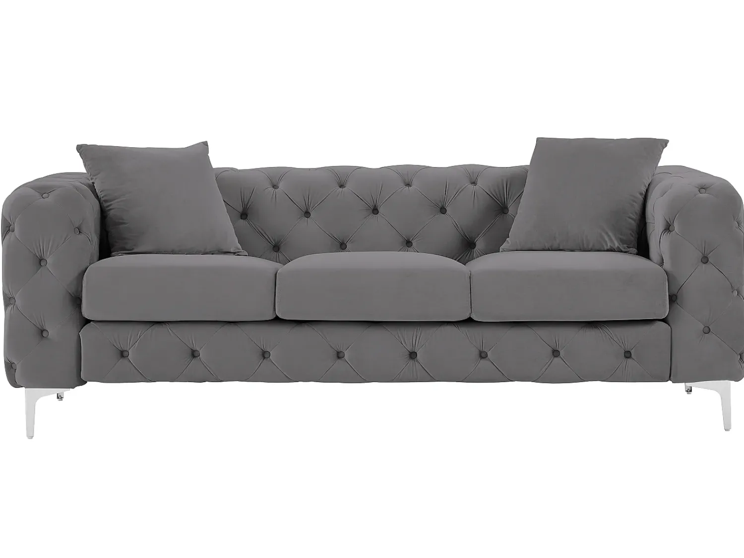 Sofá*Vente-unique Sofá Chesterfield de 3 lugares em veludo antracite e base em metal EDWINA Cinza antracite