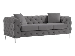 Sofá*Vente-unique Sofá Chesterfield de 3 lugares em veludo antracite e base em metal EDWINA Cinza antracite