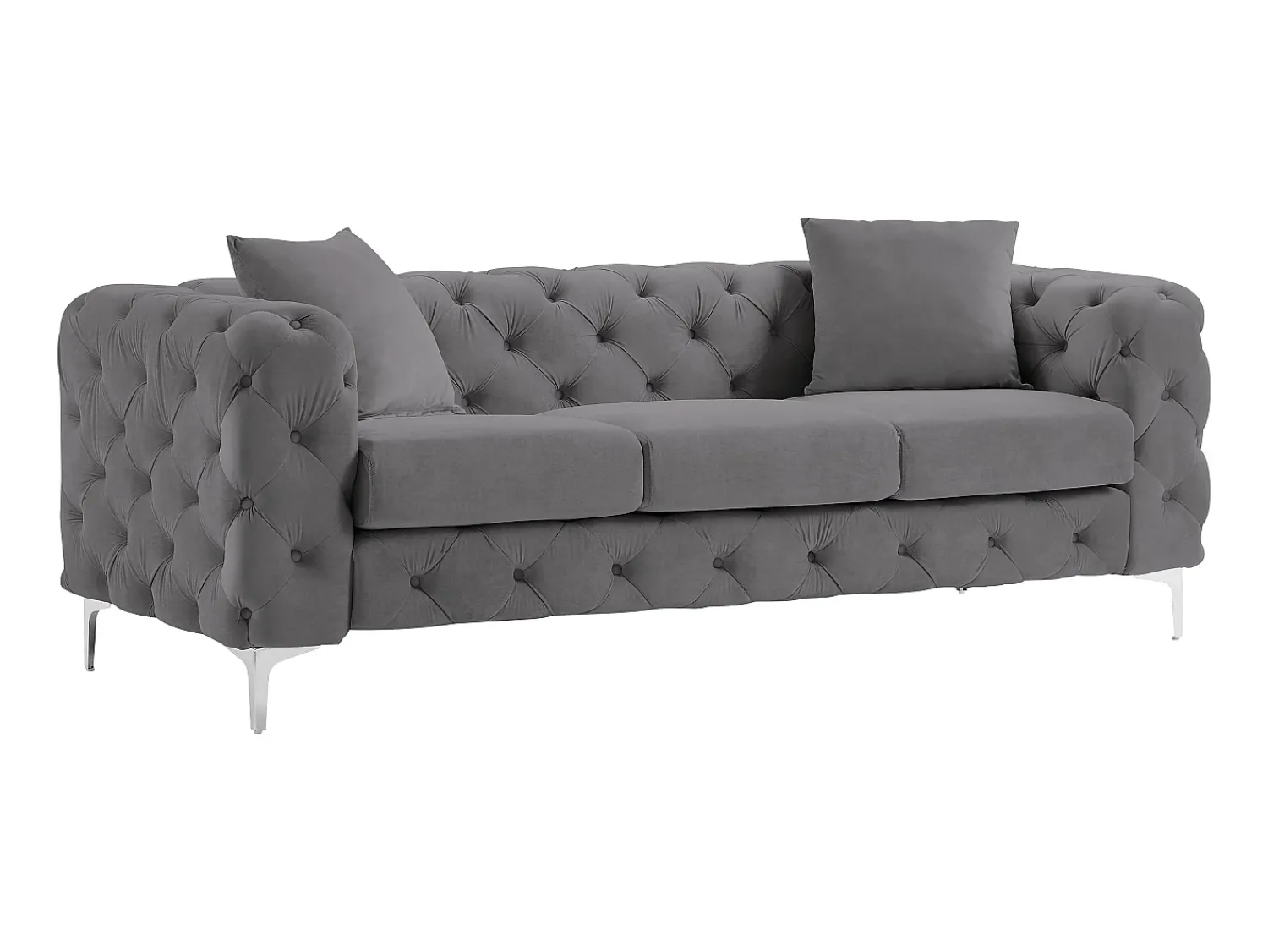 Sofá*Vente-unique Sofá Chesterfield de 3 lugares em veludo antracite e base em metal EDWINA Cinza antracite