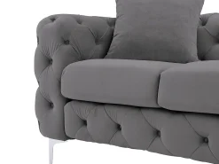 Sofá*Vente-unique Sofá Chesterfield de 3 lugares em veludo antracite e base em metal EDWINA Cinza antracite