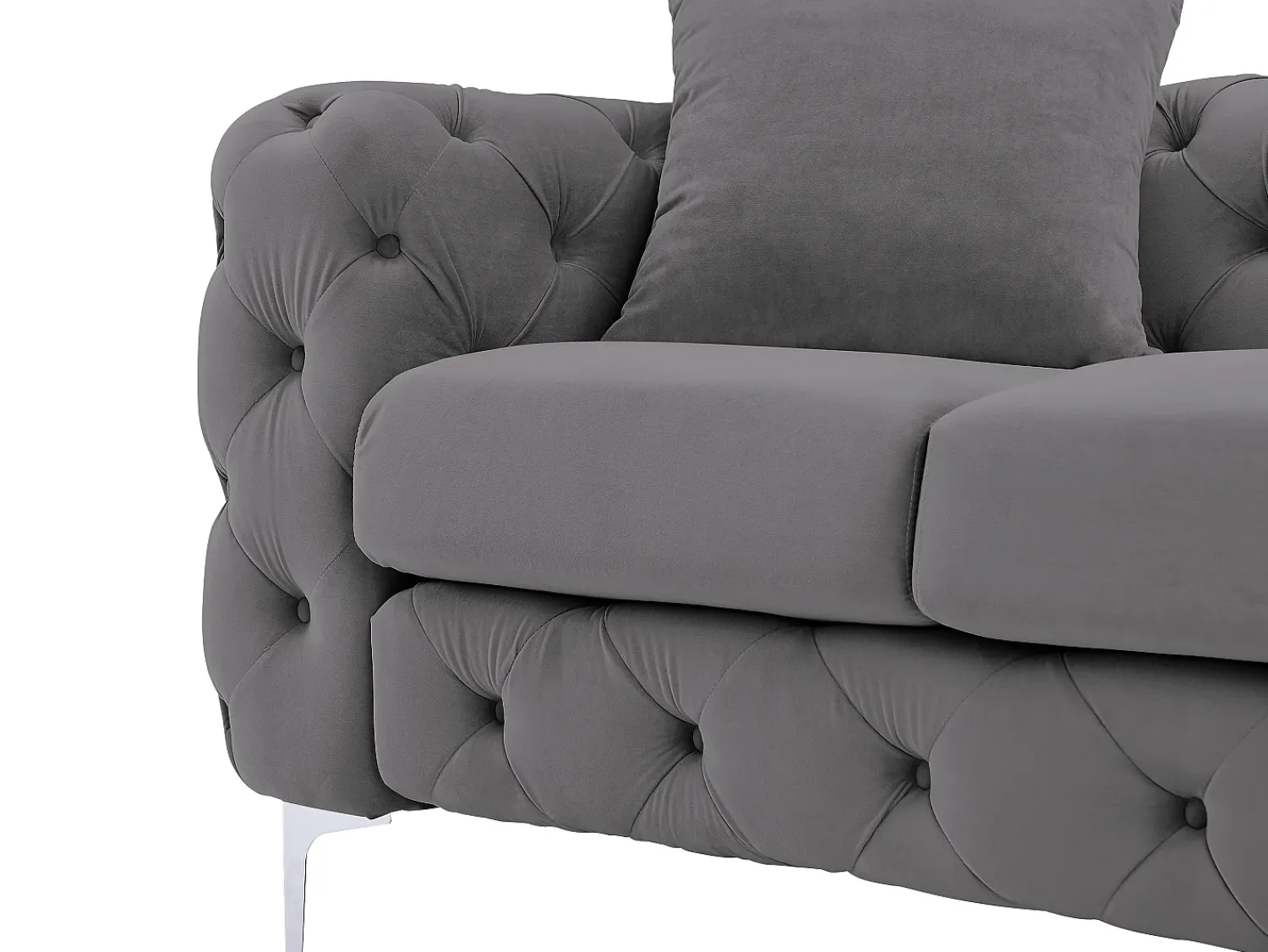 Sofá*Vente-unique Sofá Chesterfield de 3 lugares em veludo antracite e base em metal EDWINA Cinza antracite