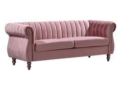 Vente-unique Sofá chesterfield de 3 lugares em veludo cor-de-rosa velho TRUMBO^ Sofá