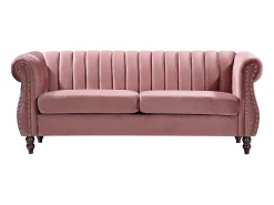 Vente-unique Sofá chesterfield de 3 lugares em veludo cor-de-rosa velho TRUMBO^ Sofá