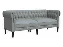 Outlet vidaxl Sofá chesterfield de 2 lugares tecido -claro Cinzento