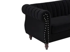 Hot Vente-unique Sofá Chesterfield de 3 lugares em veludo TRUMBO Preto