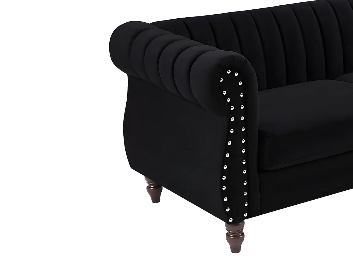 Hot Vente-unique Sofá Chesterfield de 3 lugares em veludo TRUMBO Preto