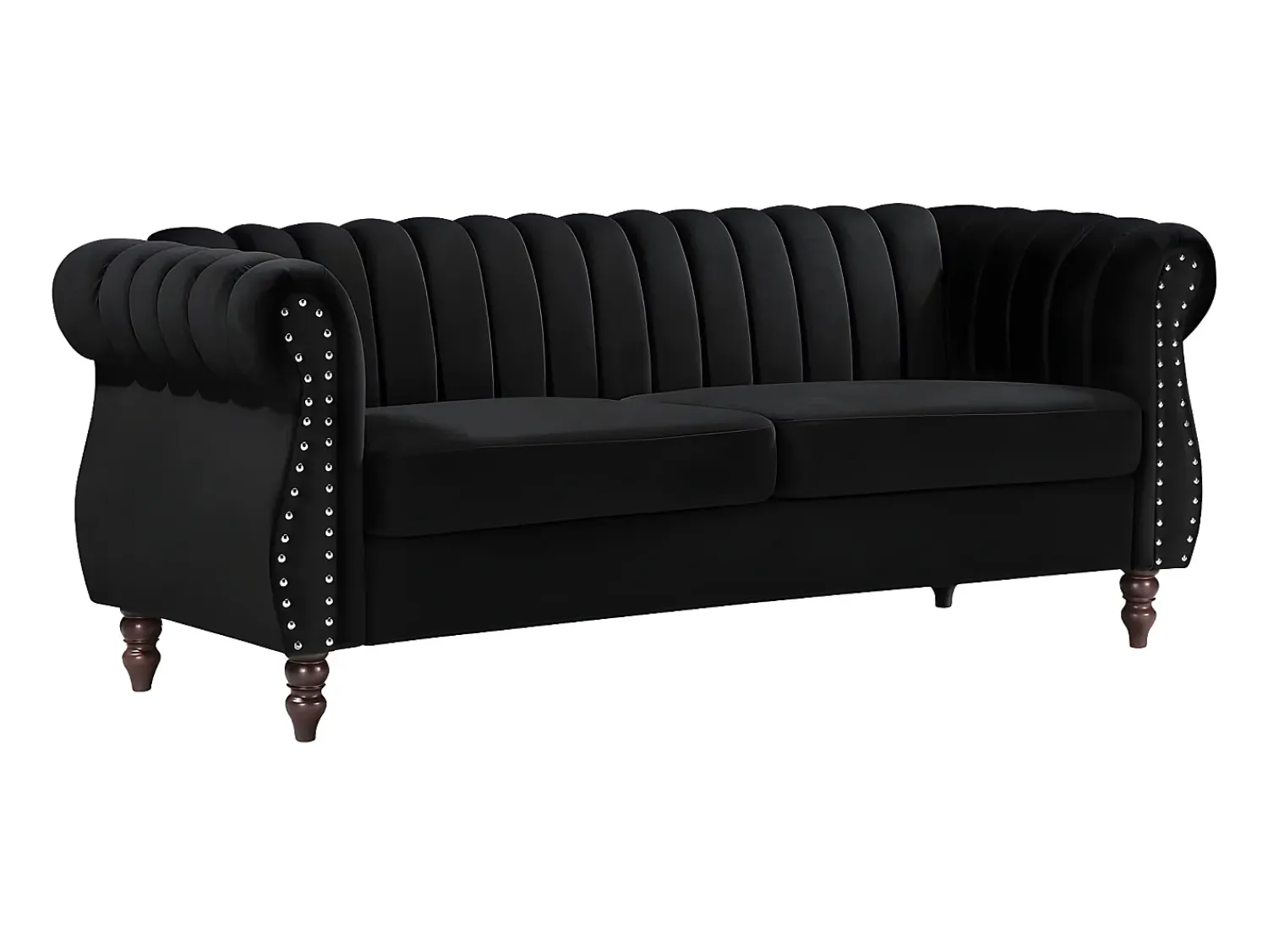 Hot Vente-unique Sofá Chesterfield de 3 lugares em veludo TRUMBO Preto