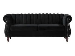 Hot Vente-unique Sofá Chesterfield de 3 lugares em veludo TRUMBO Preto