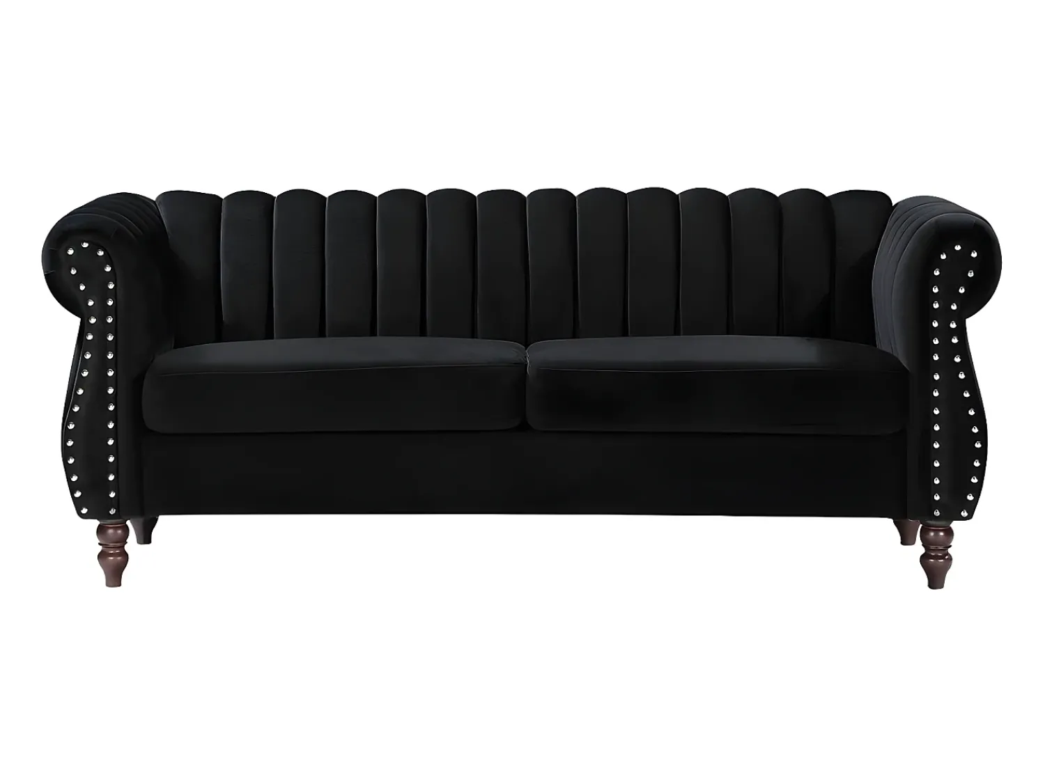 Hot Vente-unique Sofá Chesterfield de 3 lugares em veludo TRUMBO Preto