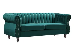Sofá|Vente-unique Sofá chesterfield de 3 lugares em veludo verde-esmeralda TRUMBO Verde esmeralda