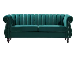 Sofá|Vente-unique Sofá chesterfield de 3 lugares em veludo verde-esmeralda TRUMBO Verde esmeralda