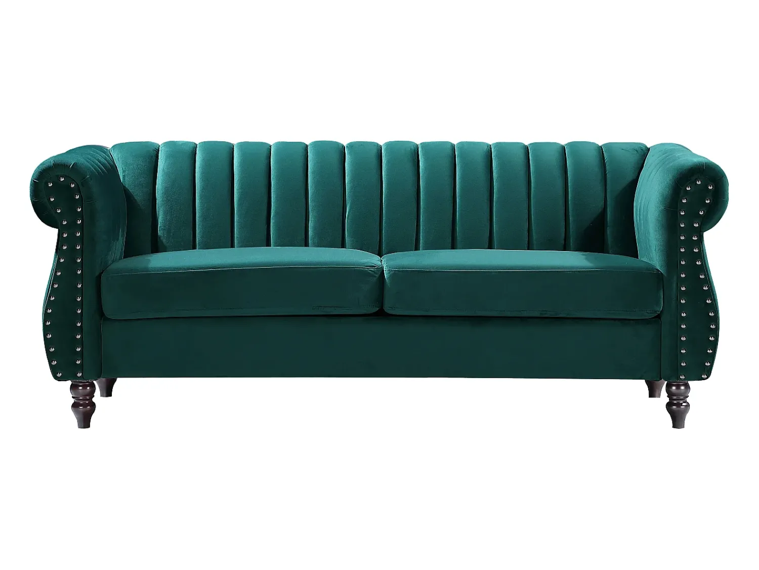 Sofá|Vente-unique Sofá chesterfield de 3 lugares em veludo verde-esmeralda TRUMBO Verde esmeralda