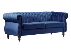 Sofá*Vente-unique Sofá chesterfield de 3 lugares em veludo azul-real TRUMBO Azul escuro