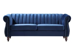 Sofá*Vente-unique Sofá chesterfield de 3 lugares em veludo azul-real TRUMBO Azul escuro