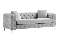 Sofá|Vente-unique Sofá Chesterfield de 3 lugares em veludo antracite e pés em metal EDWINA Cinzento claro