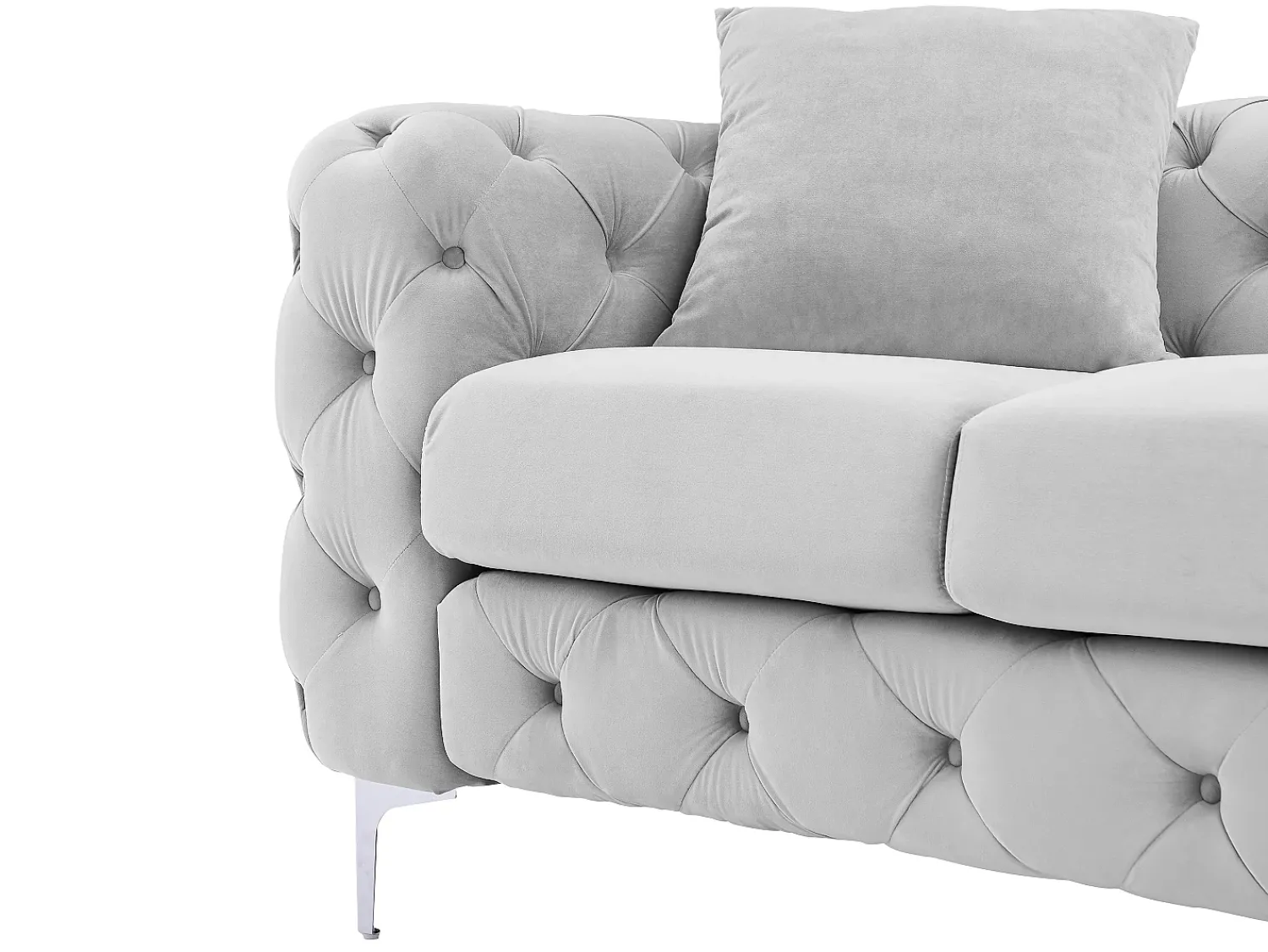 Sofá|Vente-unique Sofá Chesterfield de 3 lugares em veludo antracite e pés em metal EDWINA Cinzento claro
