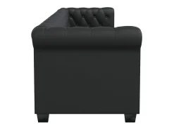 vidaxl Sofá Chesterfield de 3 lugares em couro artificial^ Sofá