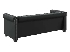vidaxl Sofá Chesterfield de 3 lugares em couro artificial^ Sofá