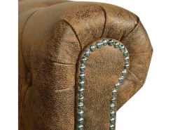 Sofá*Helloshop26 Sofá Chesterfield de 3 lugares em couro sintético marrom 02_0020863 Castanho
