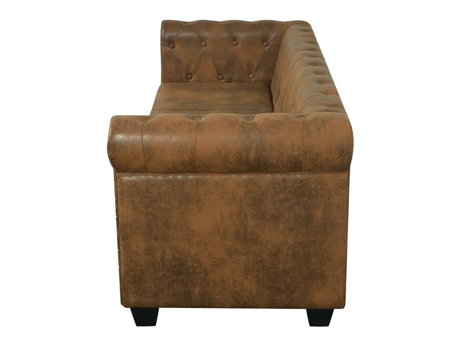 Sofá*Helloshop26 Sofá Chesterfield de 3 lugares em couro sintético marrom 02_0020863 Castanho