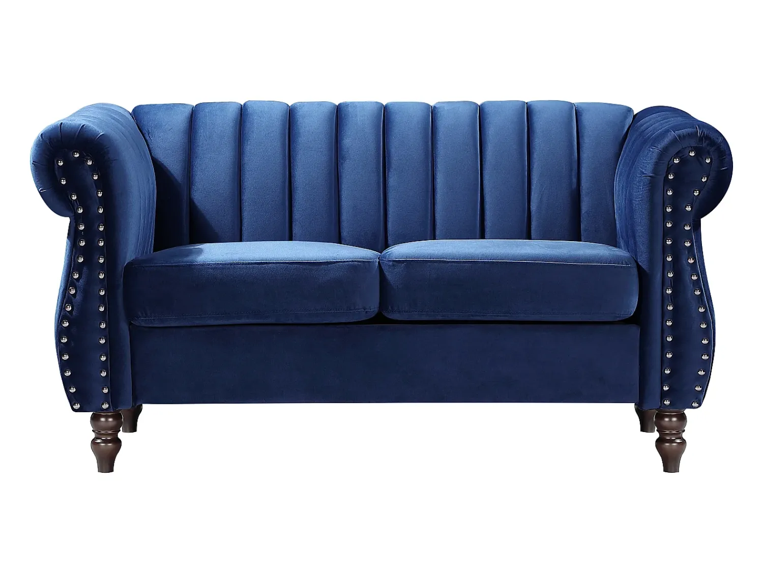 Sofá|Vente-unique Sofá chesterfield de 2 lugares em veludo azul-real TRUMBO Azul escuro