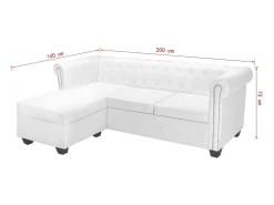 Hot vidaxl Sofá Chesterfield em forma de L couro artificial Branco