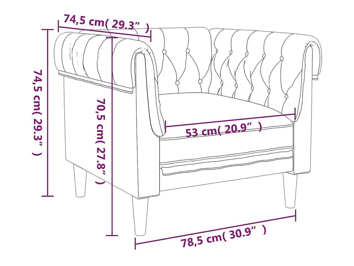 Poltrona*vidaxl Sofá chesterfield tecido -escuro Cinzento