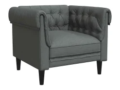 Poltrona*vidaxl Sofá chesterfield tecido -escuro Cinzento