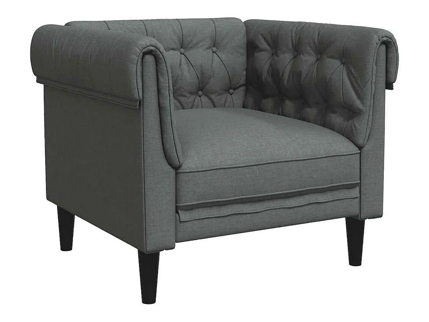 Poltrona*vidaxl Sofá chesterfield tecido -escuro Cinzento