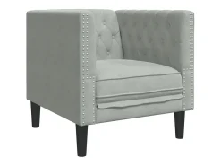 vidaxl Sofá chesterfield veludo -claro^ Poltrona
