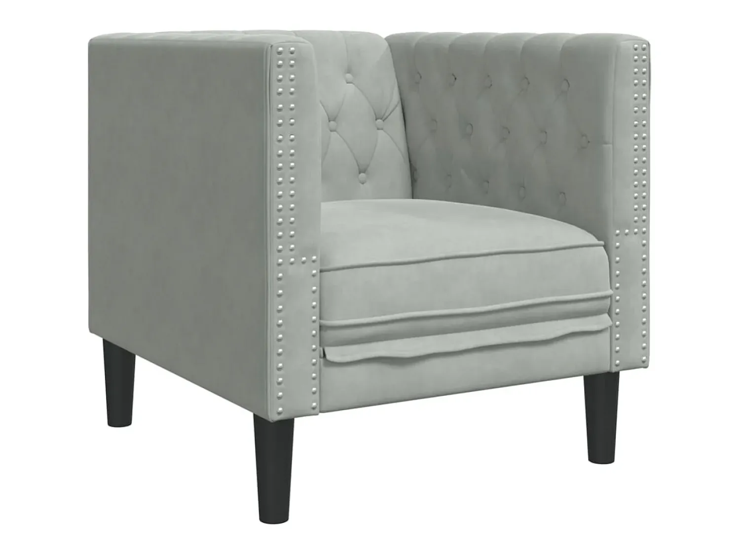 vidaxl Sofá chesterfield veludo -claro^ Poltrona