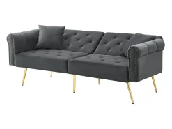 Clearance Sofá Cinza de 2 Lugares - Sofá com Encosto e Braços Ajustáveis - 6 Pernas em Metal - para Sala de Estar e Quarto Cinzento
