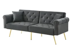 Clearance Sofá Cinza de 2 Lugares - Sofá com Encosto e Braços Ajustáveis ​​​​- 6 Pernas em Metal - para Sala de Estar e Quarto Cinzento