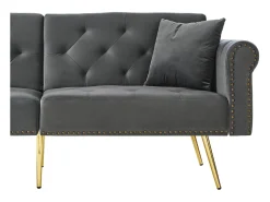 Clearance Sofá Cinza de 2 Lugares - Sofá com Encosto e Braços Ajustáveis - 6 Pernas em Metal - para Sala de Estar e Quarto Cinzento