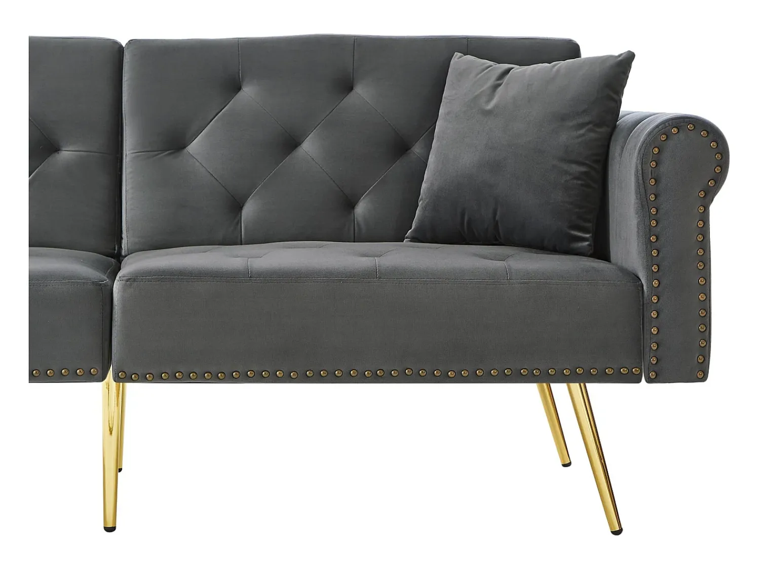 Clearance Sofá Cinza de 2 Lugares - Sofá com Encosto e Braços Ajustáveis - 6 Pernas em Metal - para Sala de Estar e Quarto Cinzento