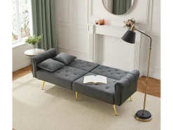 Clearance Sofá Cinza de 2 Lugares - Sofá com Encosto e Braços Ajustáveis - 6 Pernas em Metal - para Sala de Estar e Quarto Cinzento