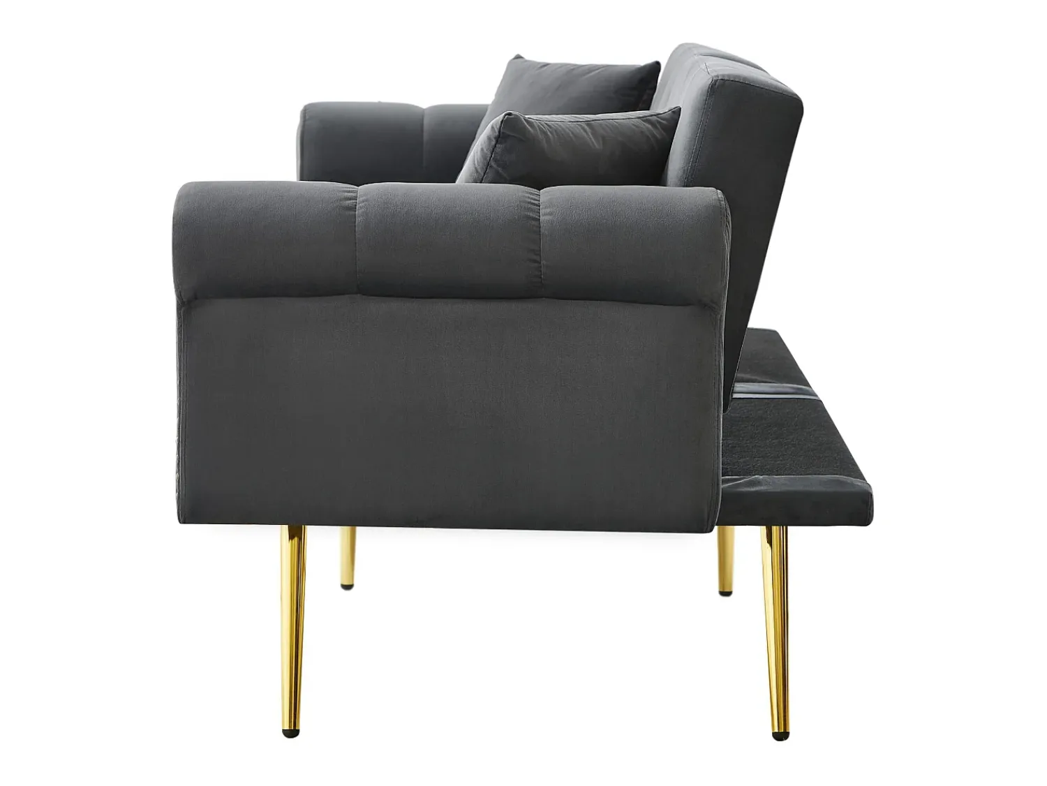 Clearance Sofá Cinza de 2 Lugares - Sofá com Encosto e Braços Ajustáveis - 6 Pernas em Metal - para Sala de Estar e Quarto Cinzento