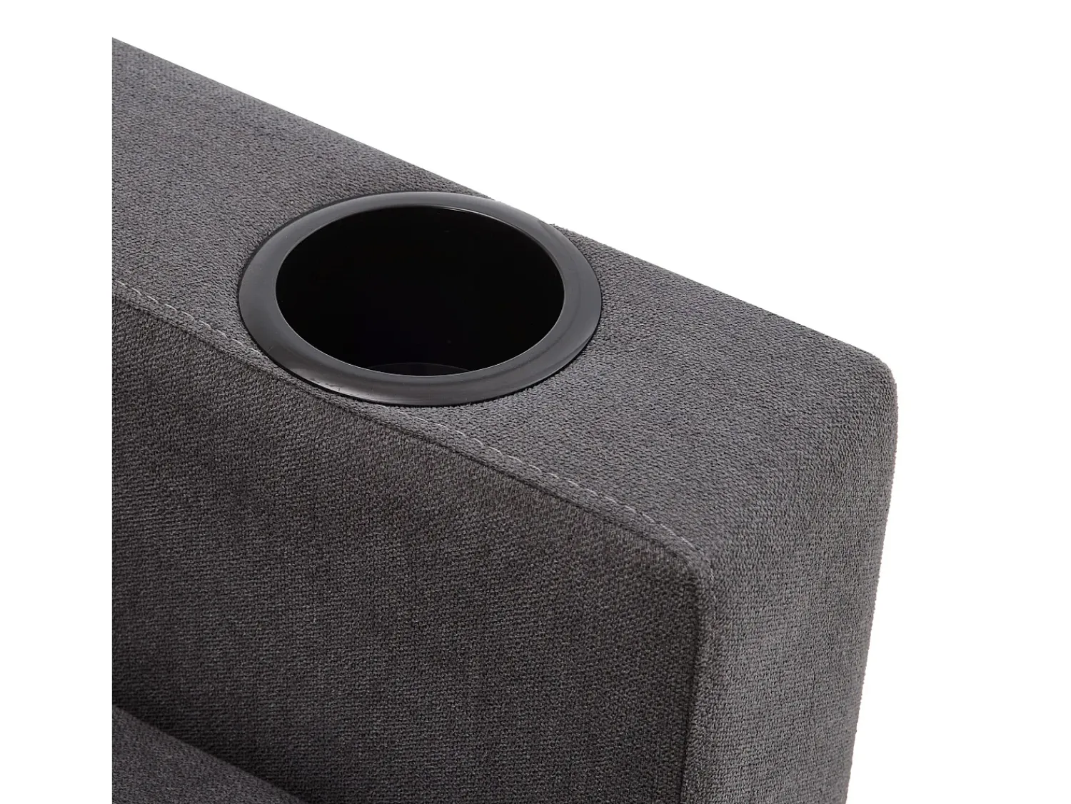 Outlet Sofá cinza escuro de 3 lugares - Sofá de canto com 2 almofadas e suporte para copos - bolsos laterais e arrumação - algodão e linho Cinzento
