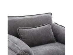 Sofá| Sofá com bolsos laterais e apoio para os pés - Chenille - para sala de estar e quarto Cinzento